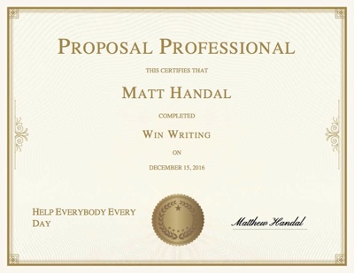 Win Writing certificate